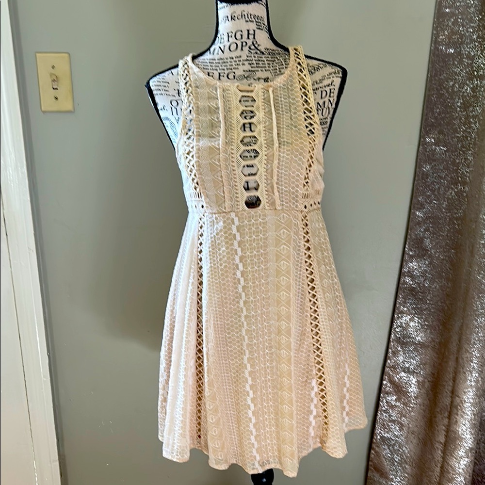 Free People Cream Halter Sundress Mini
